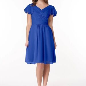 Azazie Hadley Royal Blue Midi Dress